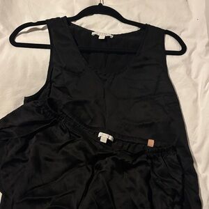 lunya Black Silk Pajama Tank & Shorts Set